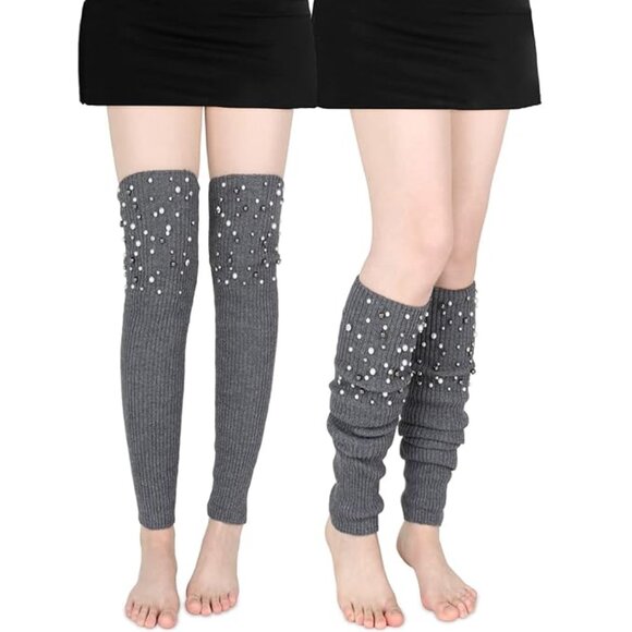 Crochet Extra Grey Long Boot Socks - Picture 4 of 5